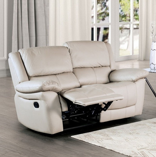 Gladis Pillow Top Arms Off White Reclining Loveseat