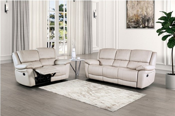 Gladis Pillow Top Arms Off White Reclining Loveseat