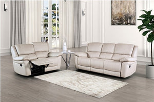 Gladis Pillow Top Arms Off White Reclining Sofa Set