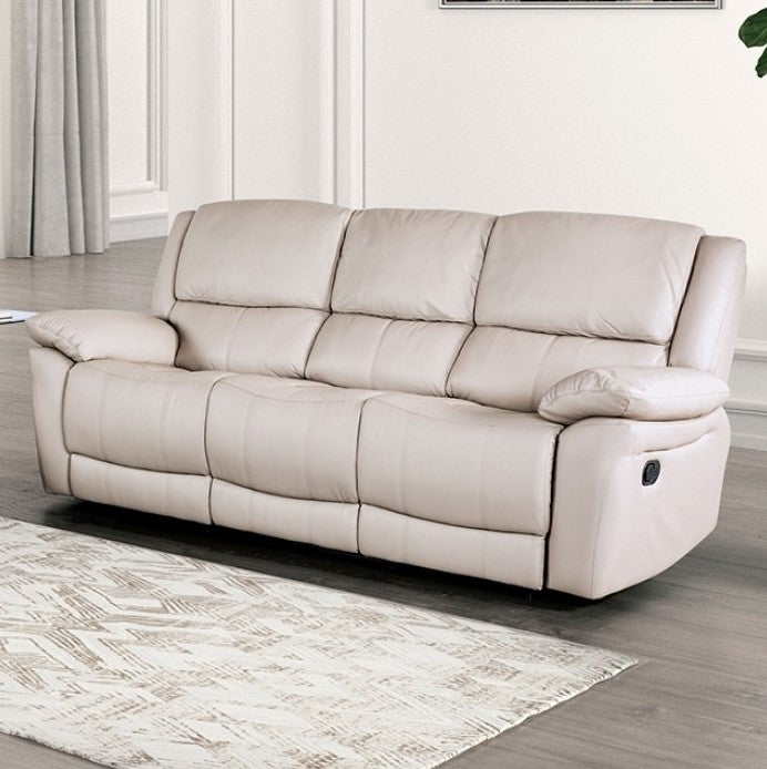 Gladis Pillow Top Arms Off White Reclining Sofa