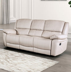 Gladis Pillow Top Arms Off White Reclining Sofa