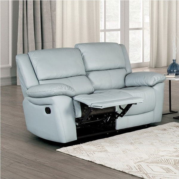 Gladis Pillow Top Arms Powder Blue Reclining Loveseat