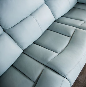 Gladis Pillow Top Arms Powder Blue Reclining Sofa Seat