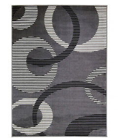 Glitur 5x7 Contemporary Polyester Area Rug Gray area rug with black and white geometric pattern
