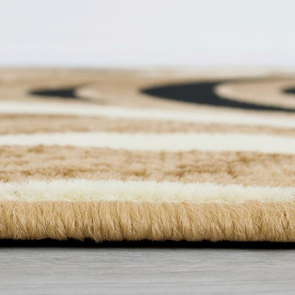 Glitur 5x7 Contemporary Polyester Brown Area Rug Close-up of a textured surface with a brand logo in the background