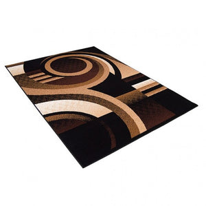Glitur 5x7 Contemporary Polyester Brown Black Area Rug Decorative rug with geometric pattern on a white background