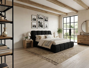 Gmarc Modern Style Hematite Black Upholstery Bed