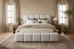 Gmarc Modern Style Quartz White Upholstery Bed