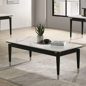 Grayson Contemporary Black White Sintered Stone Top Coffe Table