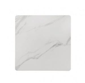 Grayson Contemporary Black White Sintered Stone Top End Table A square white marble-look tile or panel with soft gray veining, shown on a plain white background.