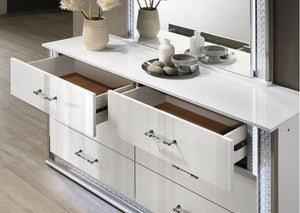 Hailry Glam Modern High Gloss White Finish Dresser