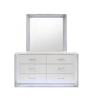 Hailry Glam Modern High Gloss White Finish Dresser