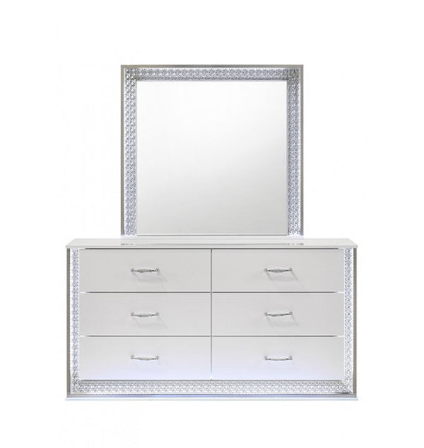 Hailry Glam Modern High Gloss White Finish Dresser
