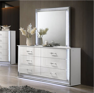 Hailry Glam Modern High Gloss White Finish Dresser