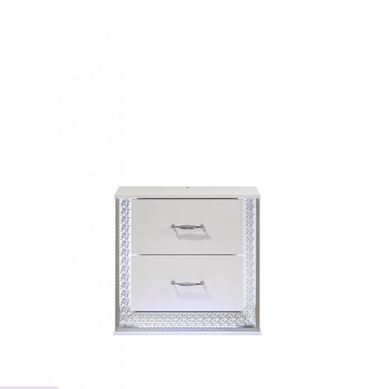 Hailry Glam Modern High Gloss White Finish Nightstand