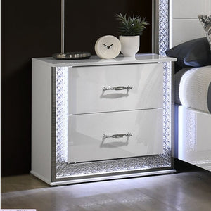 Hailry Glam Modern High Gloss White Finish Nightstand
