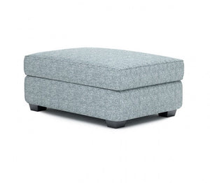 Kumar Rolled Arm Teal Fabric Accent Chair Gray upholstered ottoman on a white background