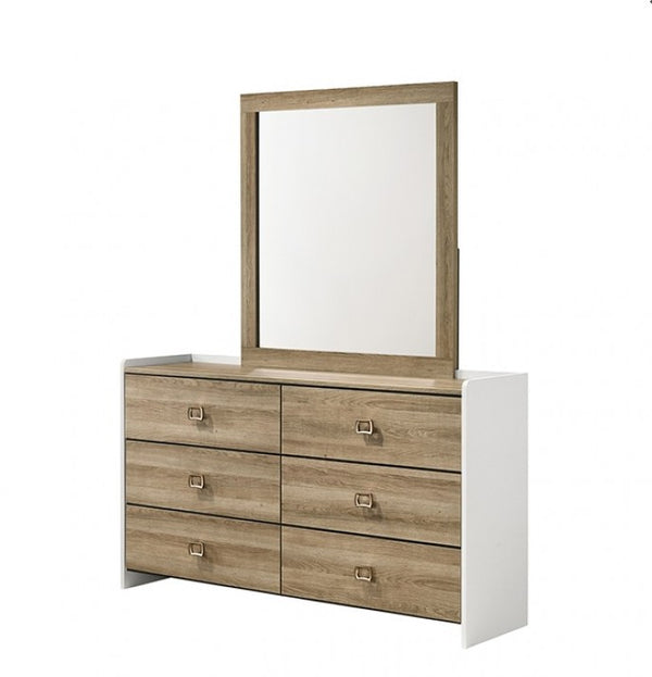 Hazell Two Tone Dresser Wooden dresser with mirror on a white background