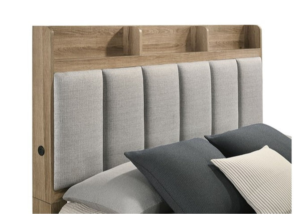 Hazell Two Tone Fabric Channeled Bed Headboard
