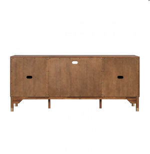 Hermin Modern Entertainment Center TV Stand Wooden sideboard with a rustic design on a white background