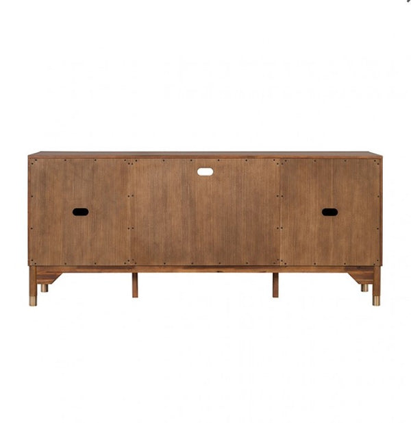 Hermin Modern Entertainment Center TV Stand Wooden sideboard with a rustic design on a white background