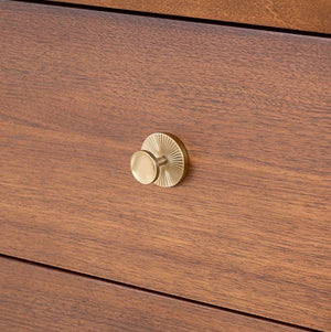 Hermin Modern Style Walnut Chest Wooden drawer with a brass handle