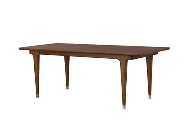 Hermin Modern Walnut Dining Table Wooden dining table on a white background