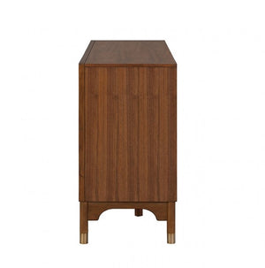 Wooden side table with a white background