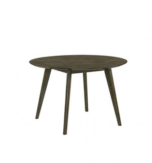 Huehi Dark Walnut Dining 48" Round Table Round wooden table with four legs on a white background