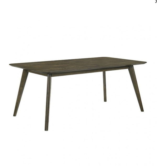 Huehi Dark Walnut Dining Table Wooden table with metal legs on a white background