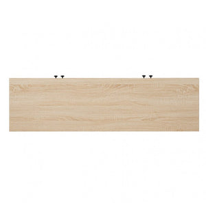 Idahos Mid Century Modern Natural TV Stand Wooden panel with visible grain on a white background