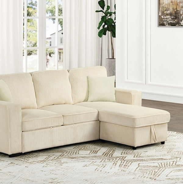 Inessa Contemporary Beige Pull Out Sleeper Sectional Sofa Style