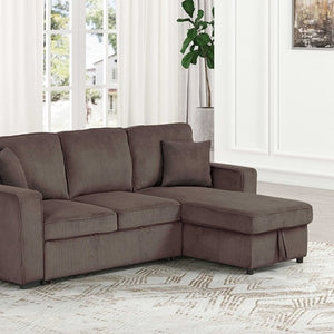 Inessa Contemporary Brown Pull Out Sleeper Sectional Sofa Style