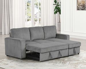 Inessa Contemporary Dark Gray Pull Out Sleeper Sectional Sofa Sleeper