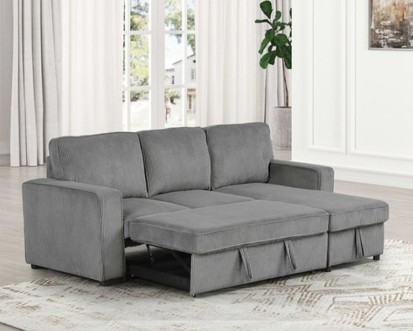 Inessa Contemporary Dark Gray Pull Out Sleeper Sectional Sofa Sleeper