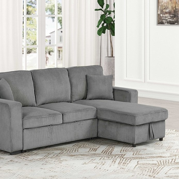 Inessa Contemporary Dark Gray Pull Out Sleeper Sectional Sofa