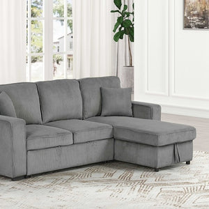 Inessa Contemporary Dark Gray Pull Out Sleeper Sectional Sofa Style