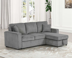 Inessa Contemporary Dark Gray Pull Out Sleeper Sectional Sofa