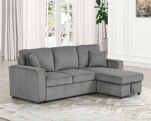 Inessa Contemporary Dark Gray Pull Out Sleeper Sectional Sofa