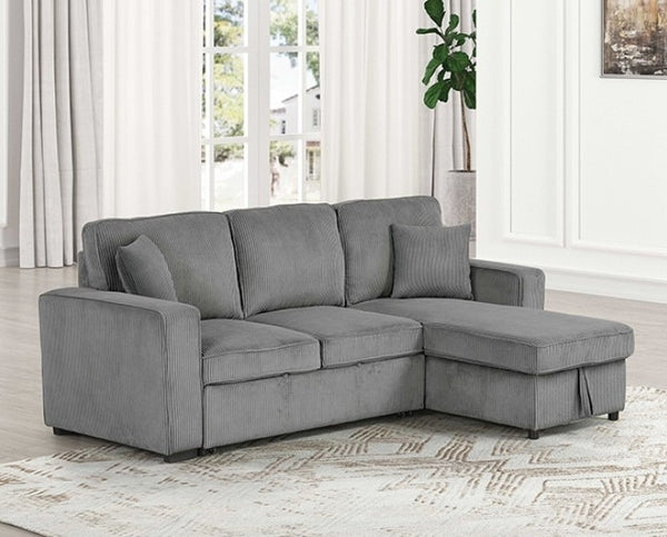Inessa Contemporary Dark Gray Pull Out Sleeper Sectional Sofa