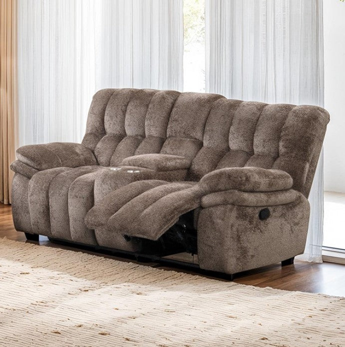 James Dark Brown Fabric Manual Reclining Loveseat