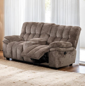James Dark Brown Fabric Manual Reclining Loveseat