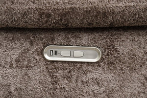 James Dark Brown Fabric Power Reclining Sectional Sofa Button