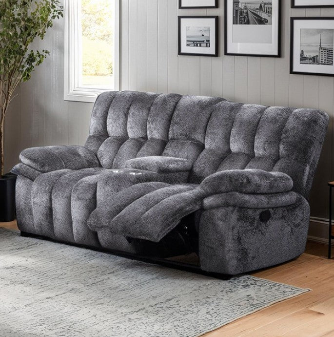James Dark Gray Fabric Manual Reclining Loveseat