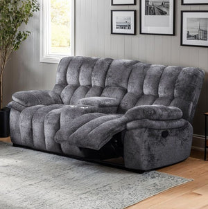 James Dark Gray Fabric Manual Reclining Loveseat
