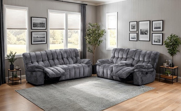 James Dark Gray Fabric Manual Reclining Sofa
