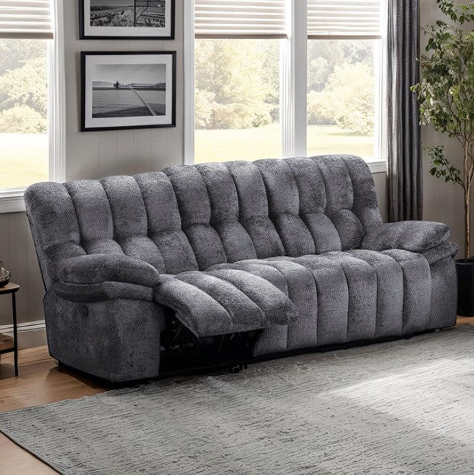 James Dark Gray Fabric Manual Reclining Sofa