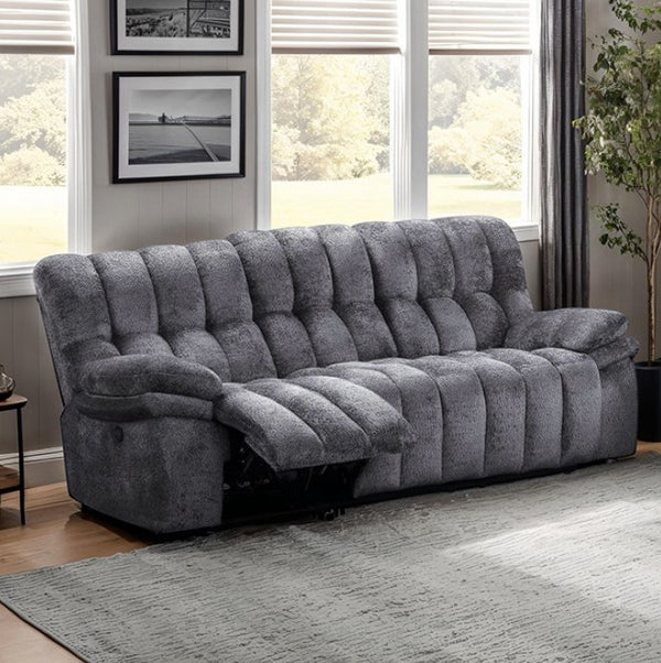 James Dark Gray Fabric Manual Reclining Sofa