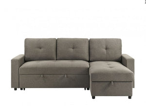 Johny Pullout Sectional Sofa Gray sectional sofa with storage on a white background