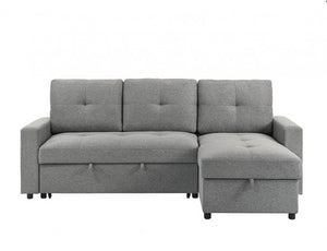 Johny Pullout Sectional Sofa Gray Gray sectional sofa with storage on a white background